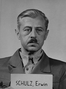 Mug-shot of defendant Erwin Schulz at the Einsatzgruppen Trial